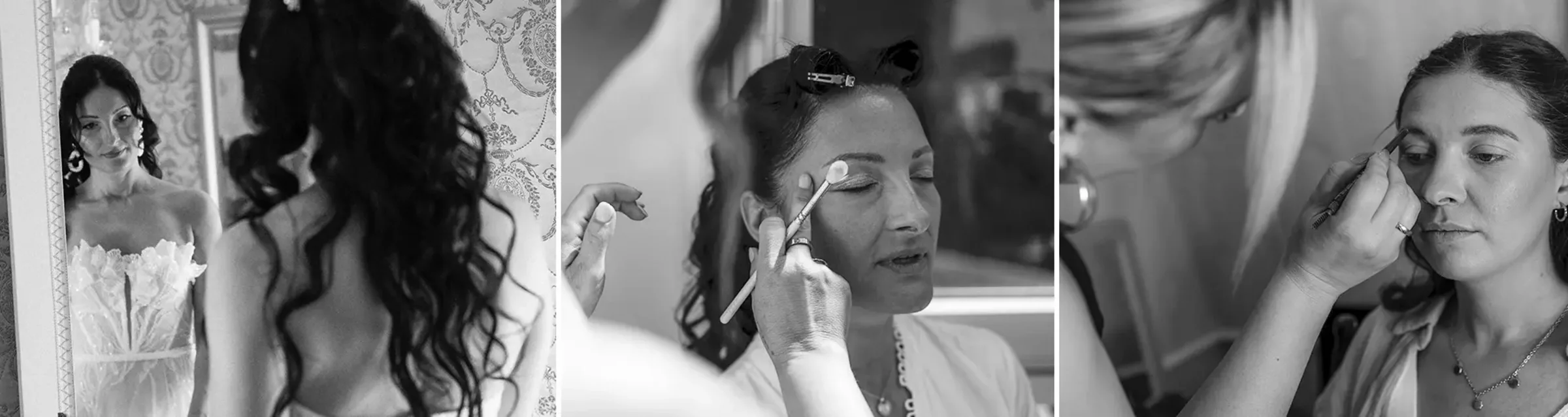 Braut beim Hair und Make-up vor der Hochzeit im SchlossFUN Seeburg
