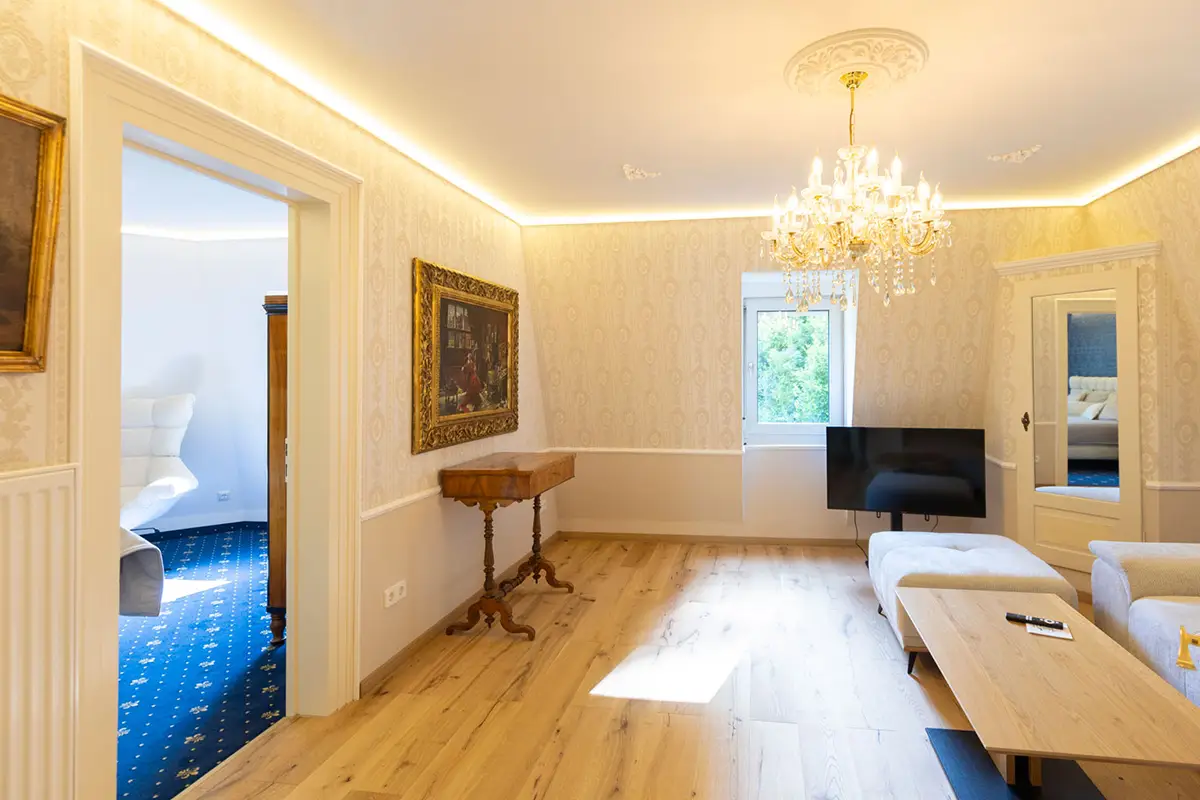 Wohnraum einer Suite im SchlossFUN
